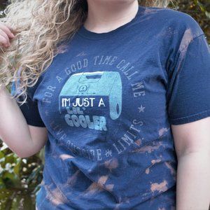 Navy & Light Blue I'm Just A Lil' Cooler Bleach Dye Graphic T-Shirt